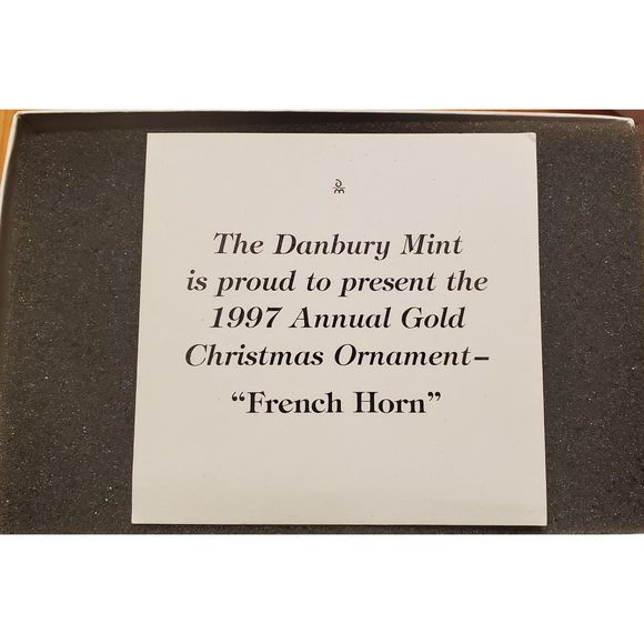 Danbury Mint Vintage 1997 French Horn Christmas Ornament 23kt Gold Brass Boxed - Picture 6 of 8